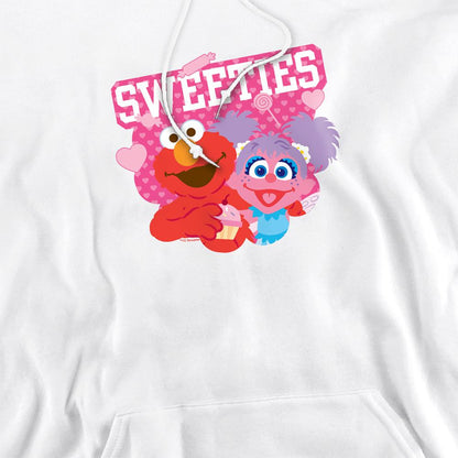 White - Side - Sesame Street Unisex Adult Sweeties Elmo & Abby Valentine`s Day Hoodie
