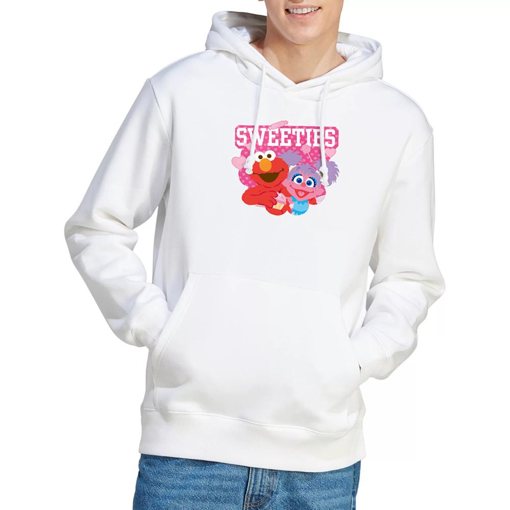 White - Lifestyle - Sesame Street Unisex Adult Sweeties Elmo & Abby Valentine`s Day Hoodie