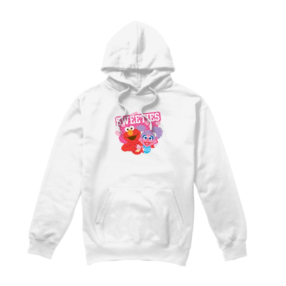 White - Front - Sesame Street Unisex Adult Sweeties Elmo & Abby Valentine`s Day Hoodie