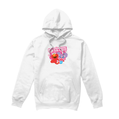 White - Front - Sesame Street Unisex Adult Sweeties Elmo & Abby Valentine`s Day Hoodie