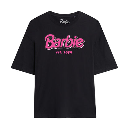 Black - Front - Barbie Womens-Ladies Est 1959 Oversized T-Shirt