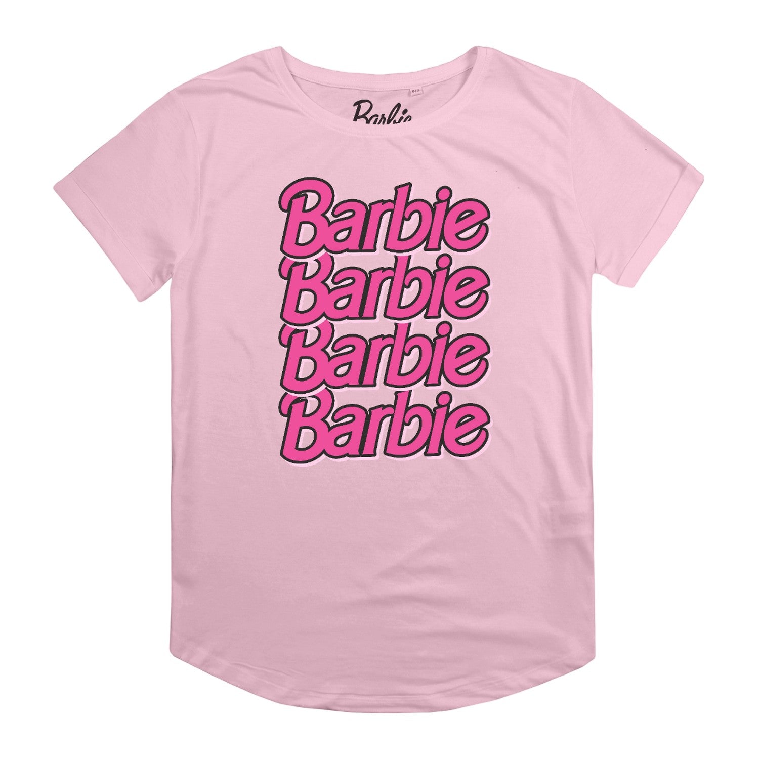 Light Pink - Front - Barbie Womens-Ladies Repeat Logo Regular T-Shirt