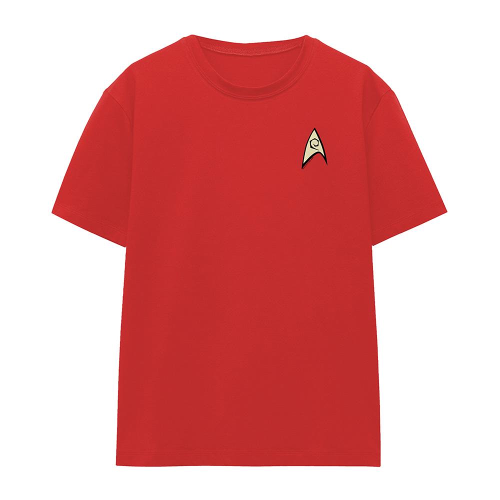 Red - Front - Star Trek Womens-Ladies Engineering Uniform Foil T-Shirt