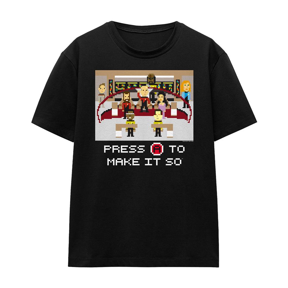 Black - Front - Star Trek Womens-Ladies Make It So Pixel T-Shirt