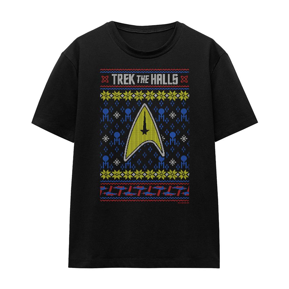 Black - Front - Star Trek: The Original Series Womens-Ladies Trek The Halls T-Shirt