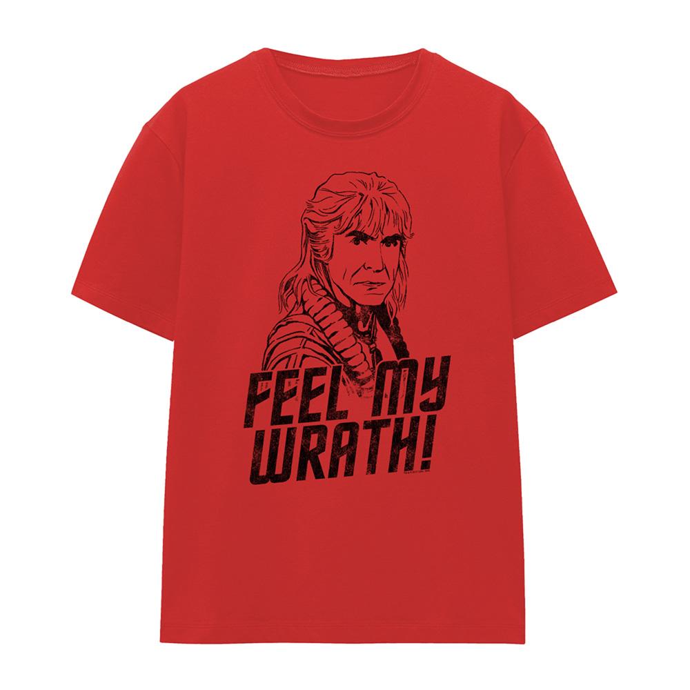 Red - Front - Star Trek II: The Wrath of Khan Womens-Ladies Feel My Wrath T-Shirt