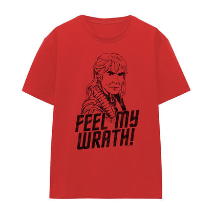 Red - Front - Star Trek II: The Wrath of Khan Womens-Ladies Feel My Wrath T-Shirt