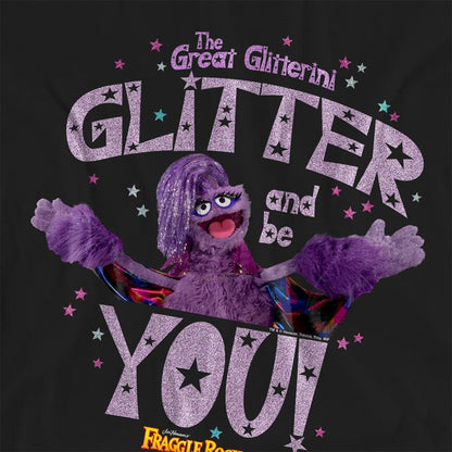 Black - Side - Fraggle Rock Womens-Ladies The Great Glitterini Glitter  And Be You T-Shirt