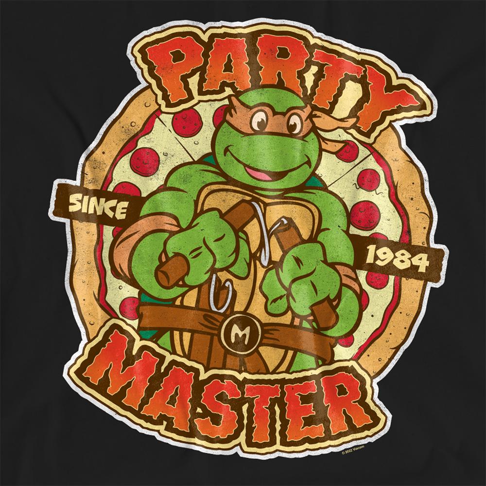 Black - Side - Teenage Mutant Ninja Turtles Womens-Ladies Party Master Michelangelo T-Shirt