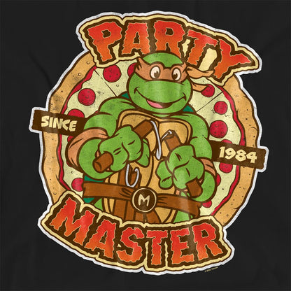 Black - Side - Teenage Mutant Ninja Turtles Womens-Ladies Party Master Michelangelo T-Shirt
