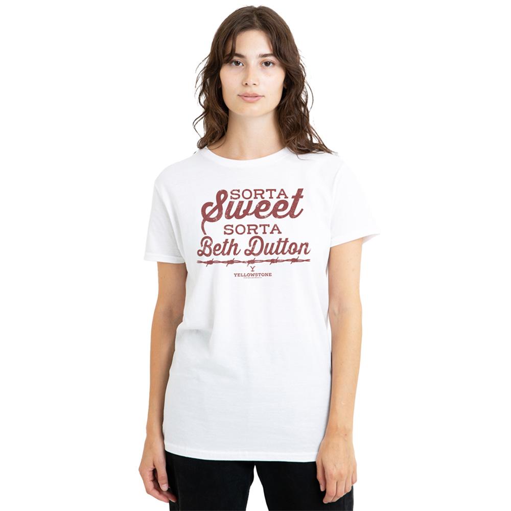 White - Lifestyle - Yellowstone Womens-Ladies Sorta Sweet Sorta Beth Dutton T-Shirt