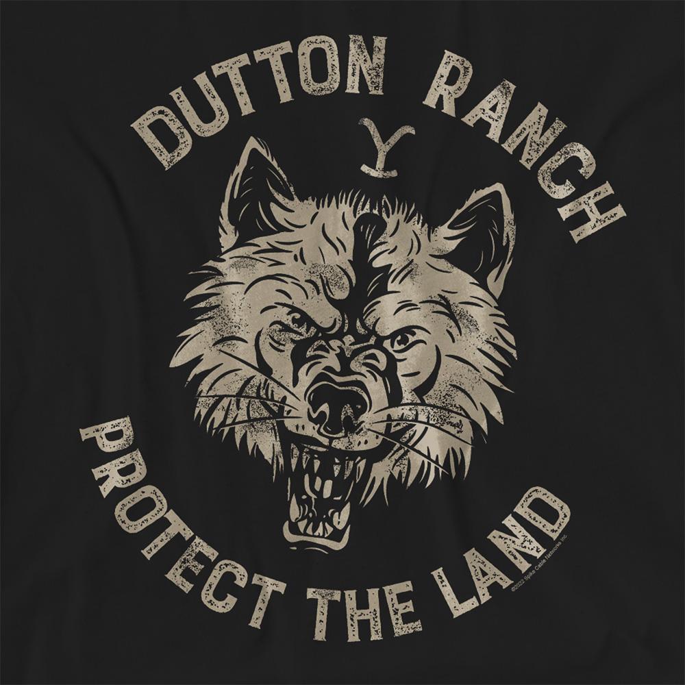 Black - Side - Yellowstone Womens-Ladies Dutton Ranch Protect The Land Wolf T-Shirt