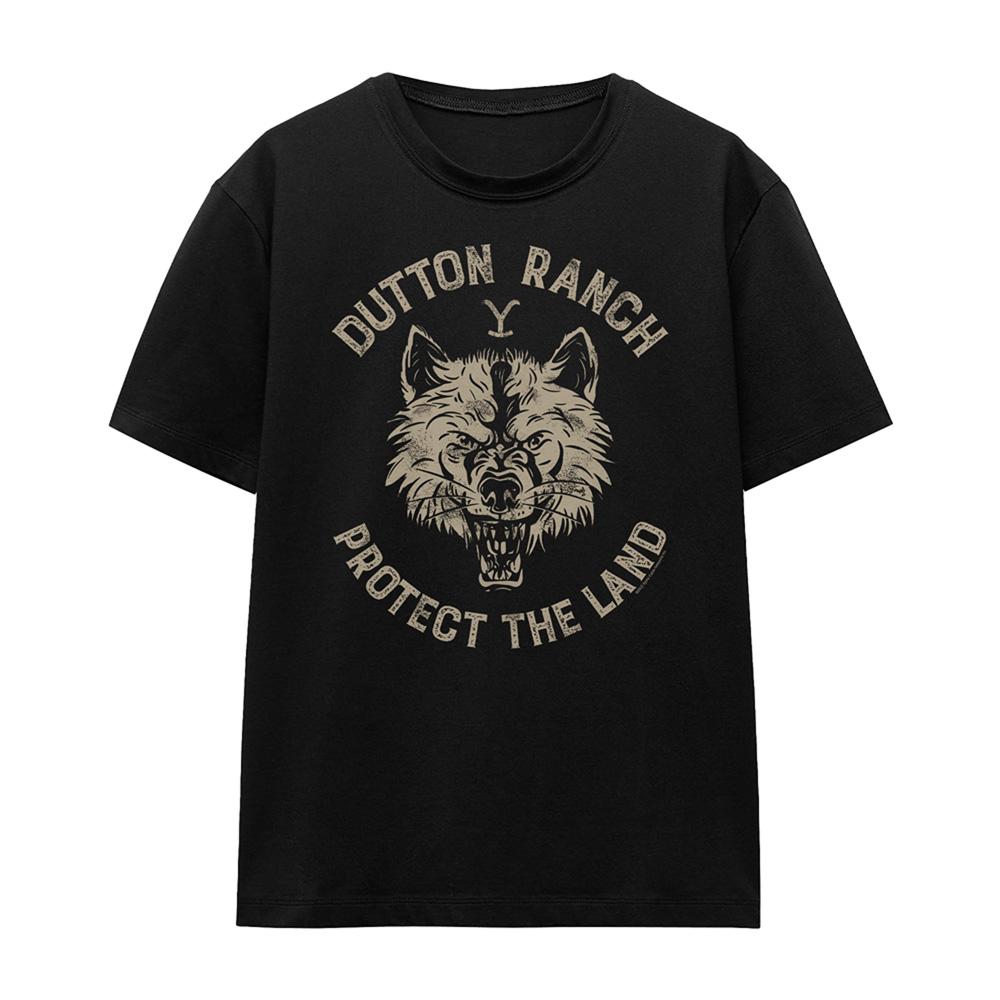 Black - Front - Yellowstone Womens-Ladies Dutton Ranch Protect The Land Wolf T-Shirt