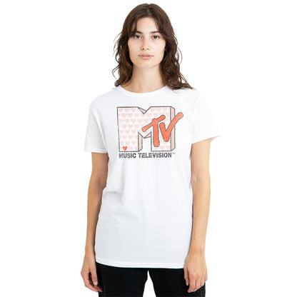 White - Back - MTV Womens-Ladies Riot Heart T-Shirt