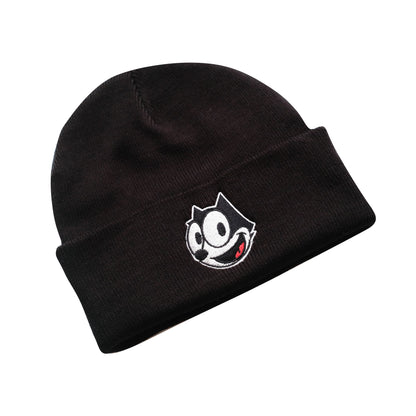 Black - Side - Felix The Cat Mens Face Beanie