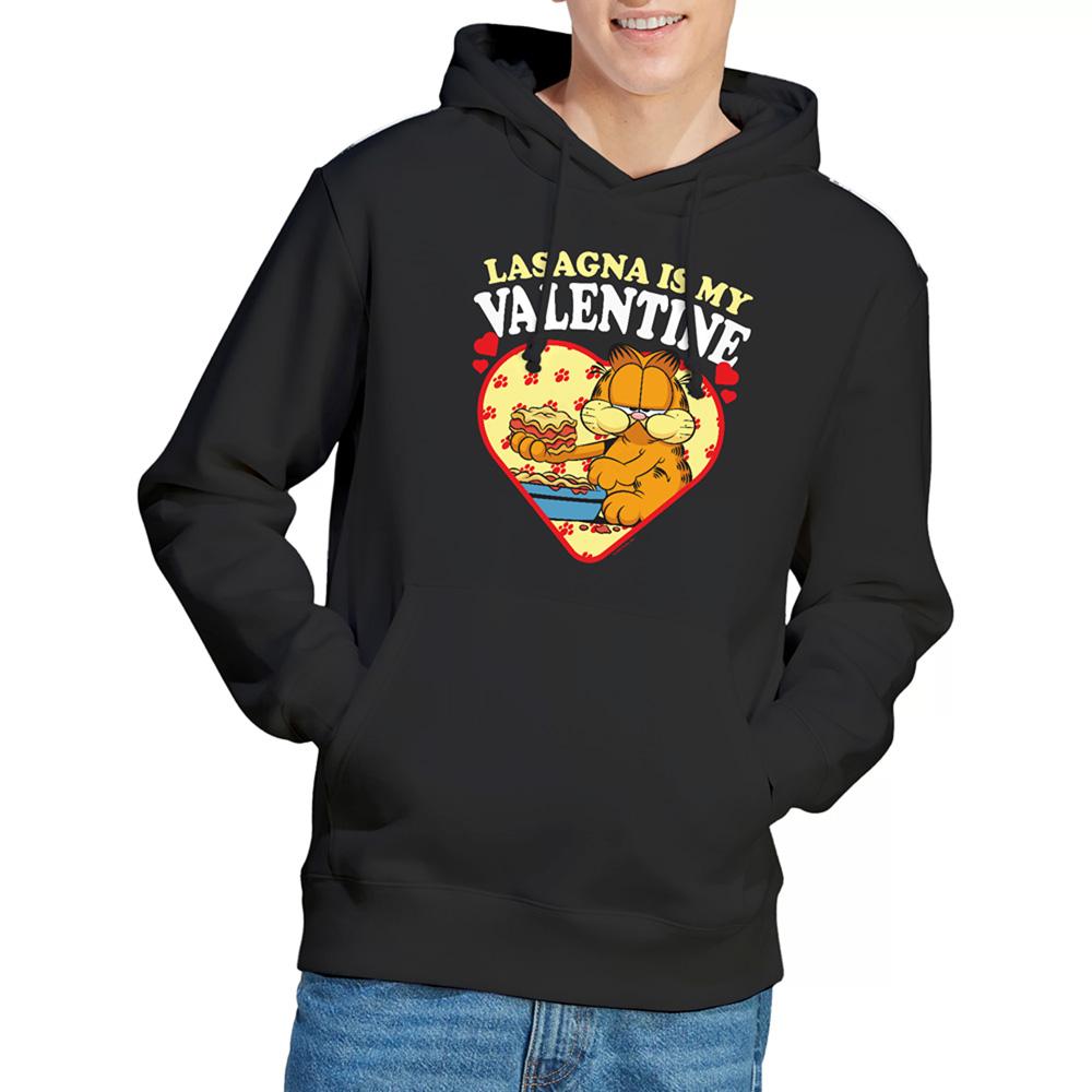 Black - Back - Garfield Unisex Adult Lasagna Is My Valentine Hoodie