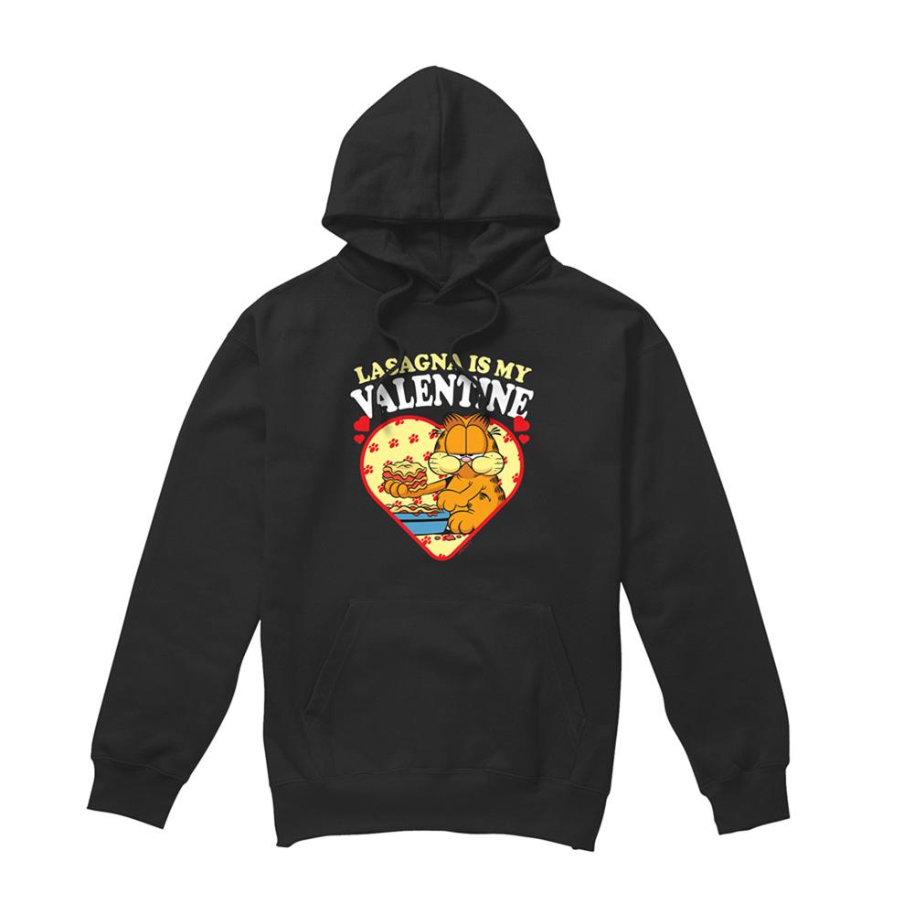 Black - Front - Garfield Unisex Adult Lasagna Is My Valentine Hoodie