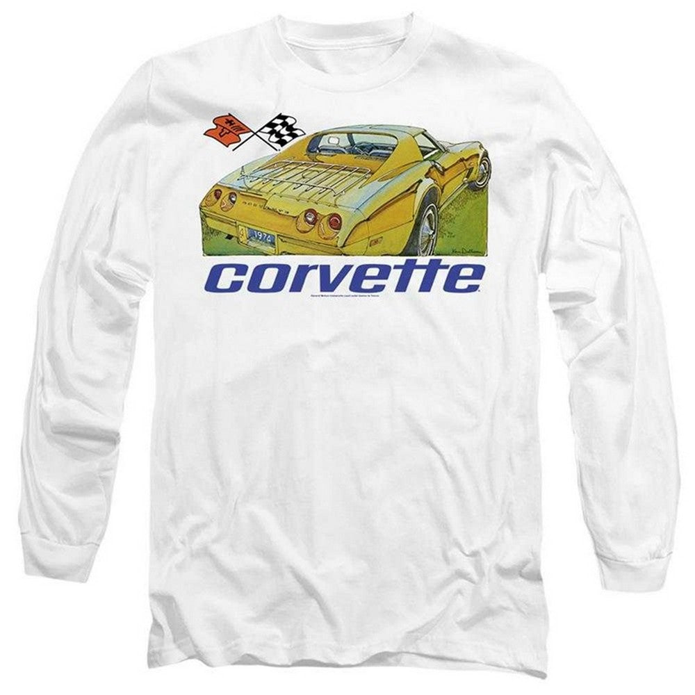 White - Front - Chevrolet Unisex Adult Corvette 74 Long-Sleeved T-Shirt