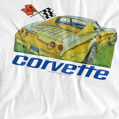 White - Side - Chevrolet Unisex Adult Corvette 74 T-Shirt