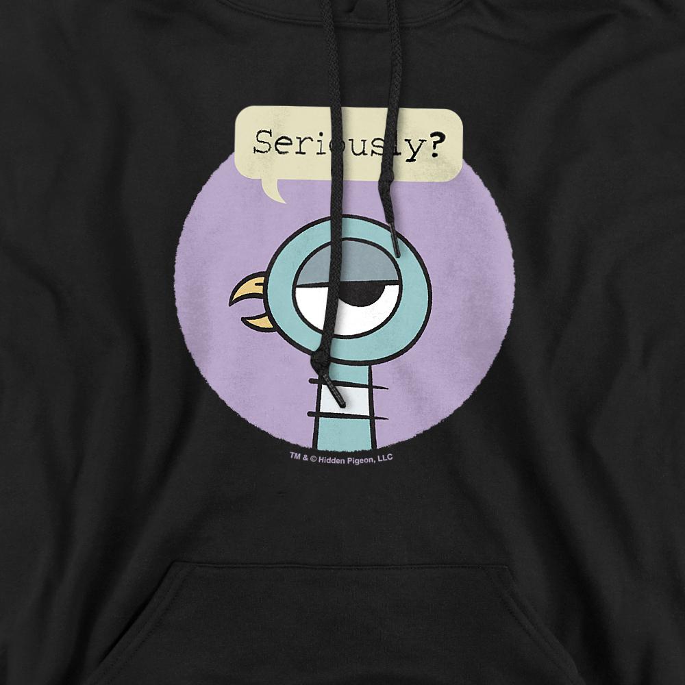 Black - Back - The Pigeon Unisex Adult Seriously Hoodie