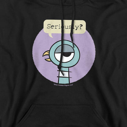Black - Back - The Pigeon Unisex Adult Seriously Hoodie