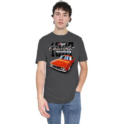 Charcoal - Side - Chevrolet Unisex Adult Camaro Classic Heather T-Shirt
