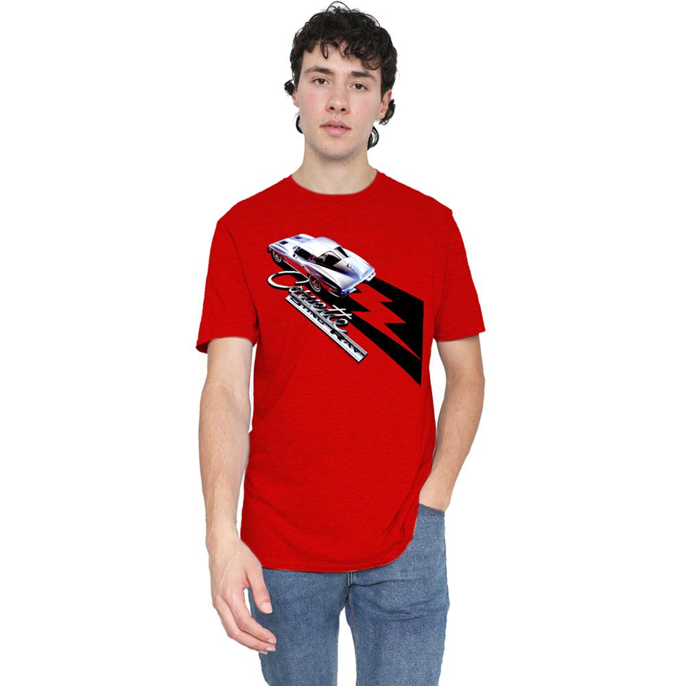 Red - Back - Chevrolet Unisex Adult Split Window Sting Ray Heather T-Shirt