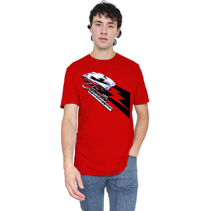 Red - Back - Chevrolet Unisex Adult Split Window Sting Ray Heather T-Shirt