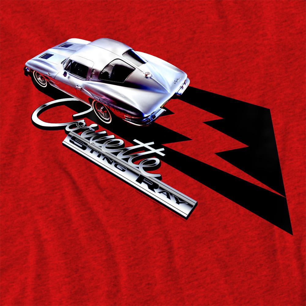 Red - Side - Chevrolet Unisex Adult Split Window Sting Ray Heather T-Shirt