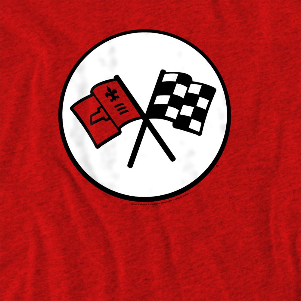 Red - Side - Chevrolet Unisex Adult 2Nd Gen Vette Logo Heather T-Shirt