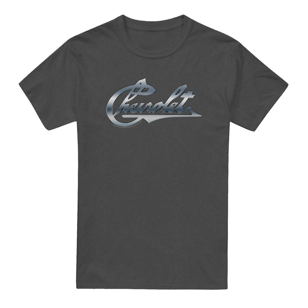 Charcoal - Front - Chevrolet Unisex Adult Chevy Bowtie Chrome Vintage T-Shirt