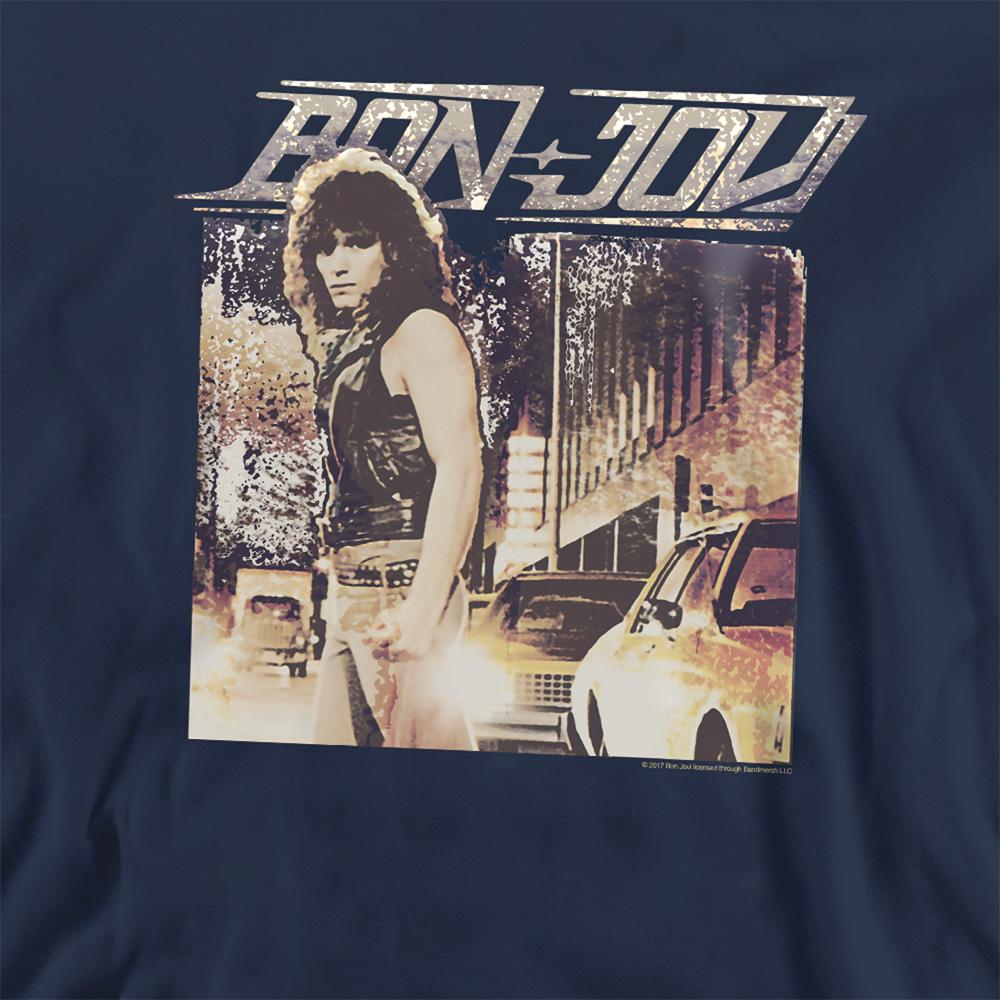 Navy - Side - Bon Jovi Unisex Adult Runaway Jon Sweatshirt
