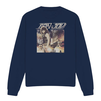 Navy - Front - Bon Jovi Unisex Adult Runaway Jon Sweatshirt