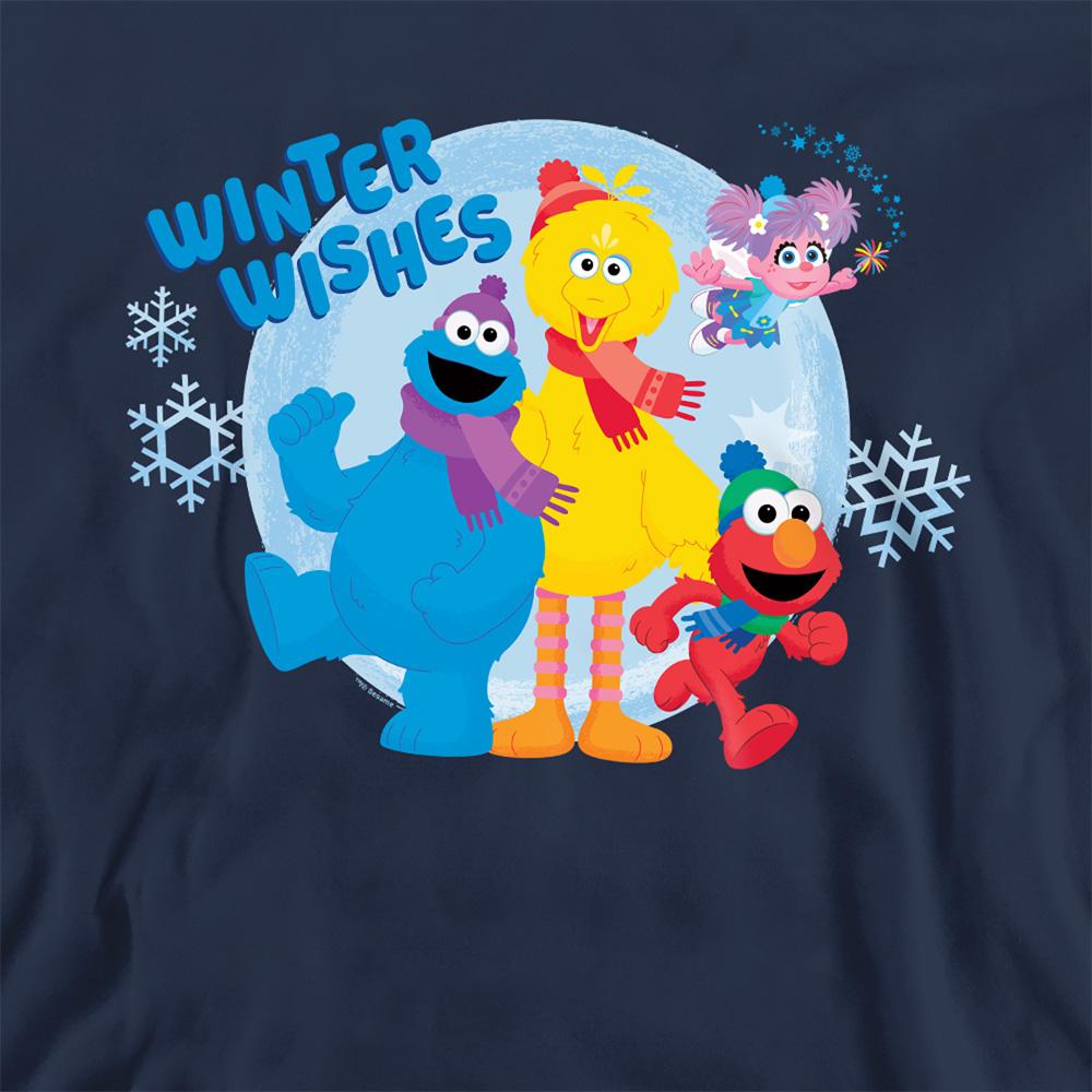 Navy - Side - Sesame Street Unisex Adult Winter Wishes Sweatshirt