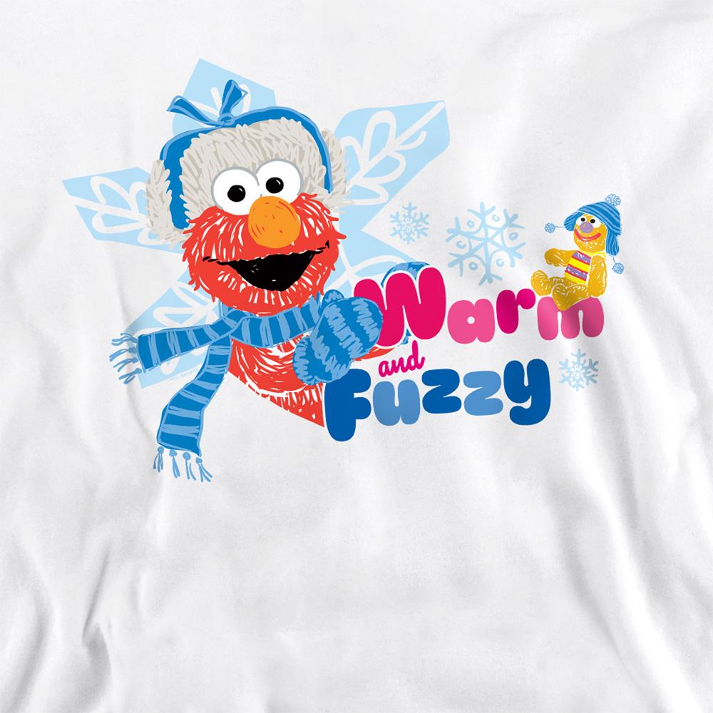White - Side - Sesame Street Unisex Adult Warm And Fuzzy Holiday Elmo Sweatshirt