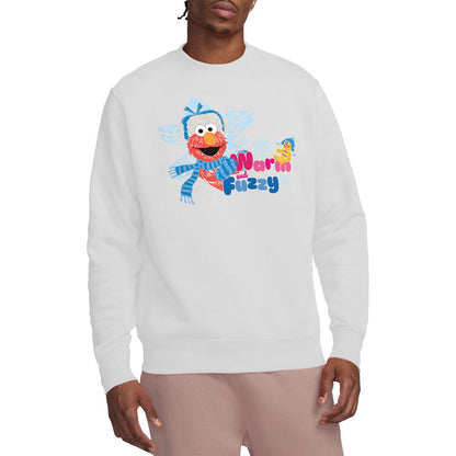 White - Lifestyle - Sesame Street Unisex Adult Warm And Fuzzy Holiday Elmo Sweatshirt
