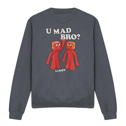 Charcoal - Front - Gumby Unisex Adult U Mad Bro Sweatshirt