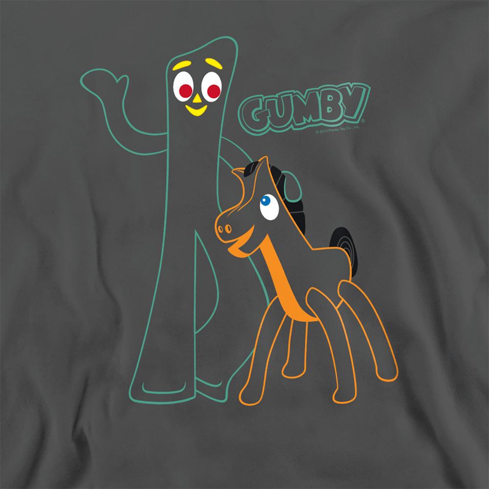 Charcoal - Side - Gumby Unisex Adult Outline Sweatshirt