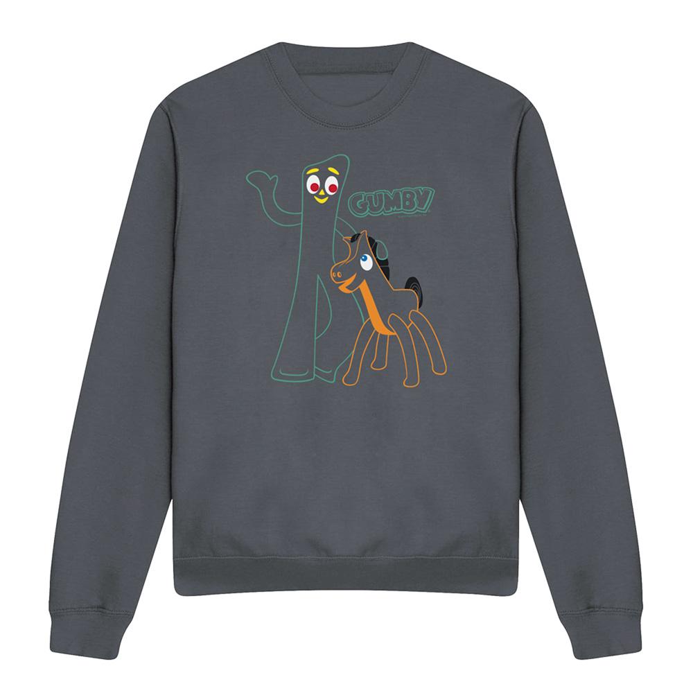 Charcoal - Front - Gumby Unisex Adult Outline Sweatshirt