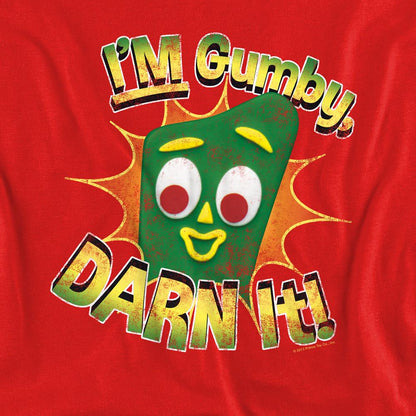 Red - Side - Gumby Unisex Adult Darn It Sweatshirt