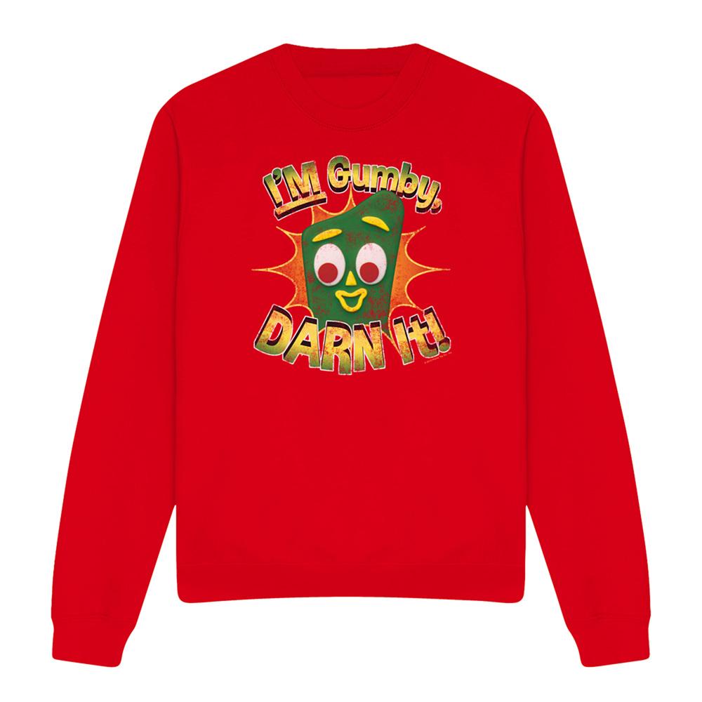 Red - Front - Gumby Unisex Adult Darn It Sweatshirt