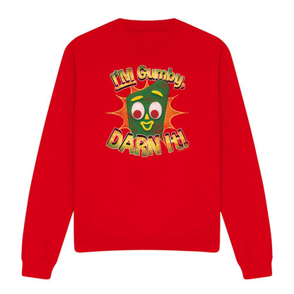 Red - Front - Gumby Unisex Adult Darn It Sweatshirt