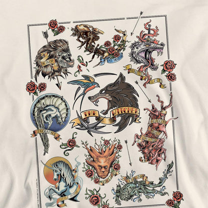 Natural - Side - The Witcher Unisex Adult Monster Tattoo Flash Sweatshirt
