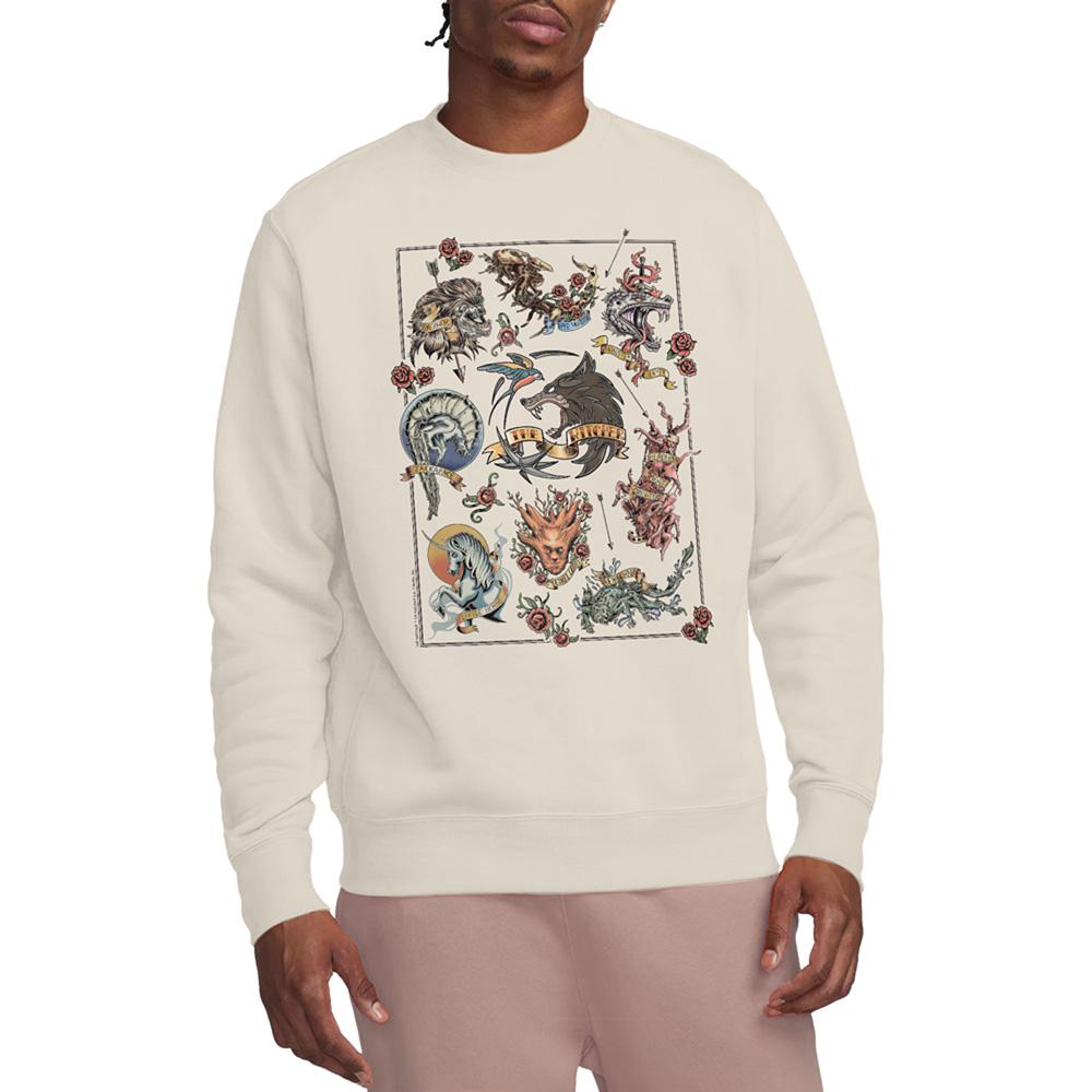Natural - Lifestyle - The Witcher Unisex Adult Monster Tattoo Flash Sweatshirt