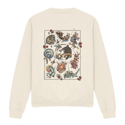 Natural - Front - The Witcher Unisex Adult Monster Tattoo Flash Sweatshirt