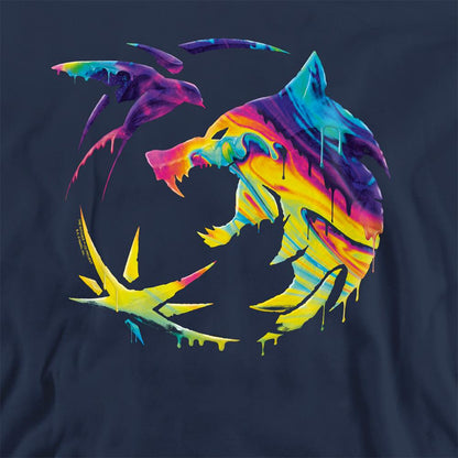 Navy - Side - The Witcher Unisex Adult Painted Crest Rainbow Sweatshirt