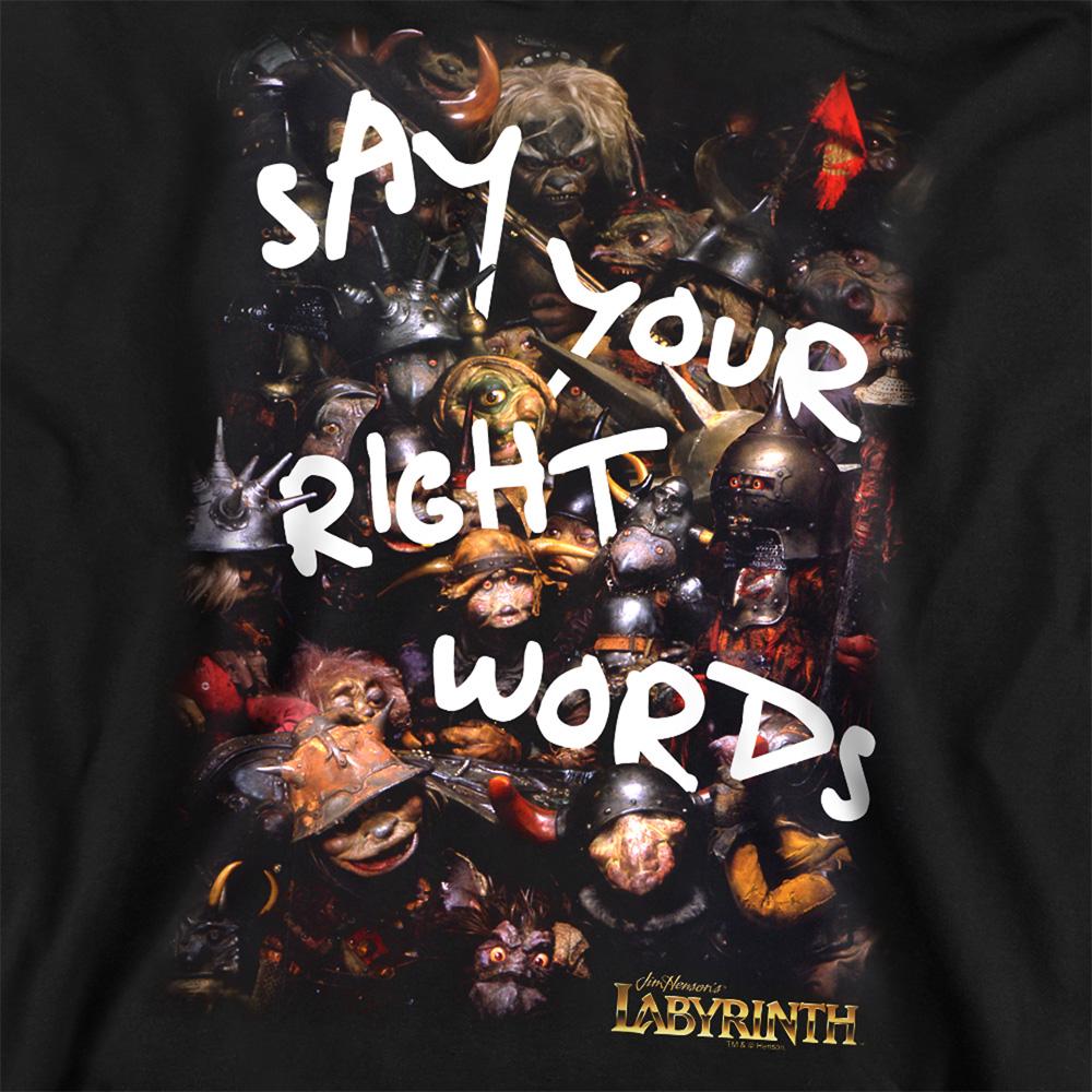 Black - Side - Labyrinth Unisex Adult Right Words Sweatshirt