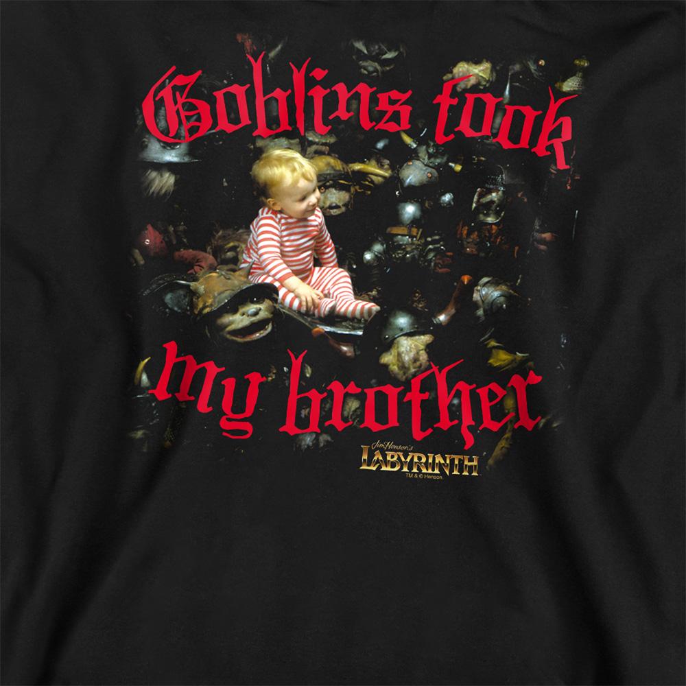 Black - Side - Labyrinth Unisex Adult Goblins Took My Brother Sweatshirt
