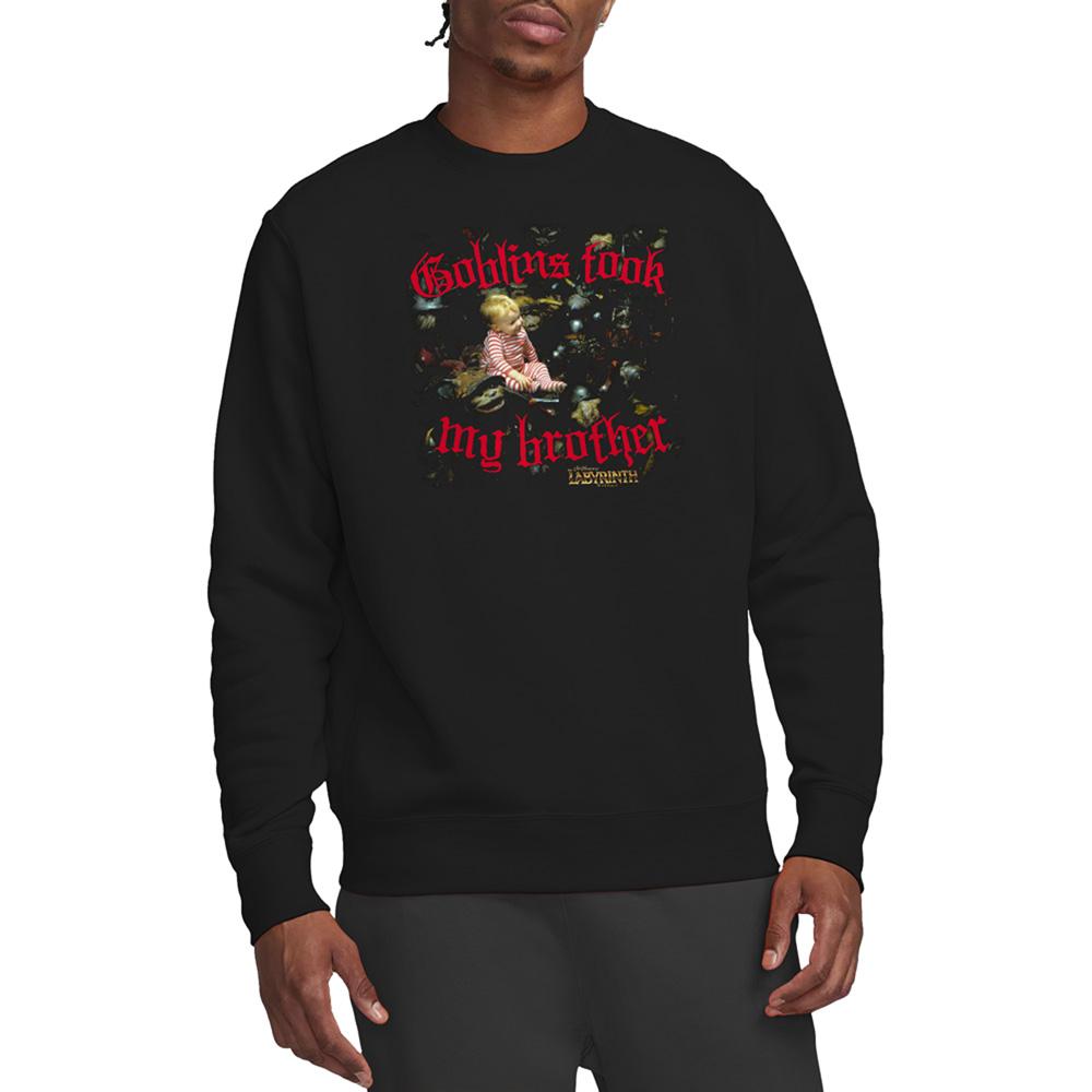 Black - Lifestyle - Labyrinth Unisex Adult Goblins Took My Brother Sweatshirt