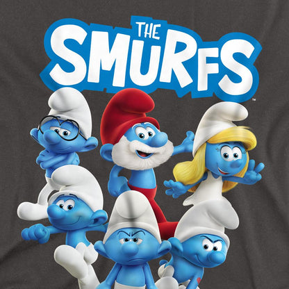 Charcoal - Side - The Smurfs Unisex Adult Group Shot Long-Sleeved T-Shirt